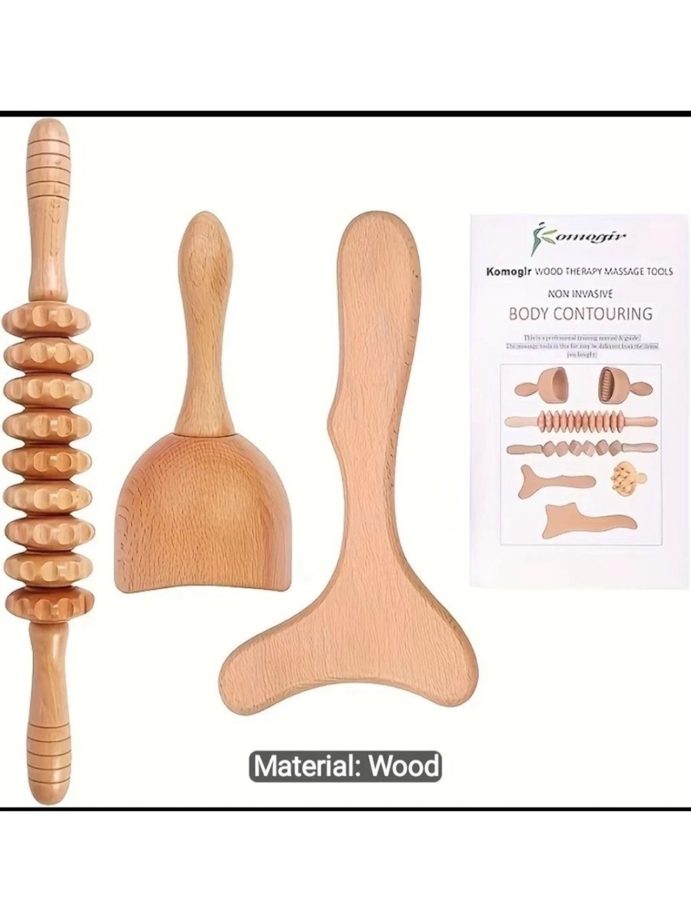 Wood therapy massage tools 3 pieces body sculpting massager